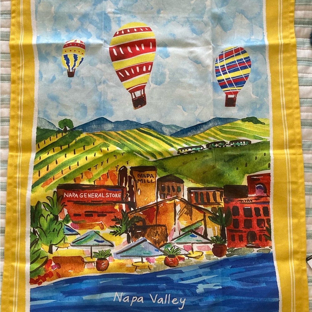 Yellow and Red Napa Valley Kitchen Tea Towel